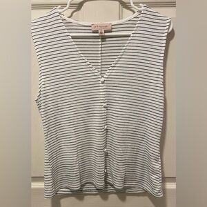 Philosophy White & Navy Stripe Sleeveless V-Neck Tank